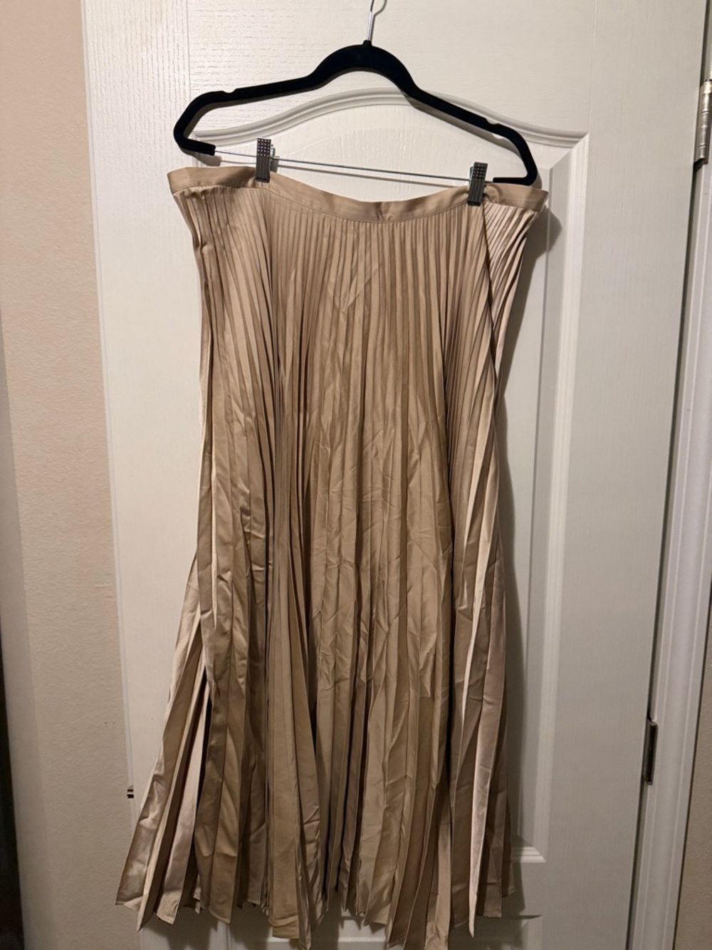 Dainty Jewells Beige Pleated A-Line Midi Skirt